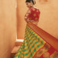 Yellow & Green Striped Paithani Silk Saree With Designer Blouse