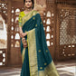 Seaweed Green Silk Saree With Designer Blouse