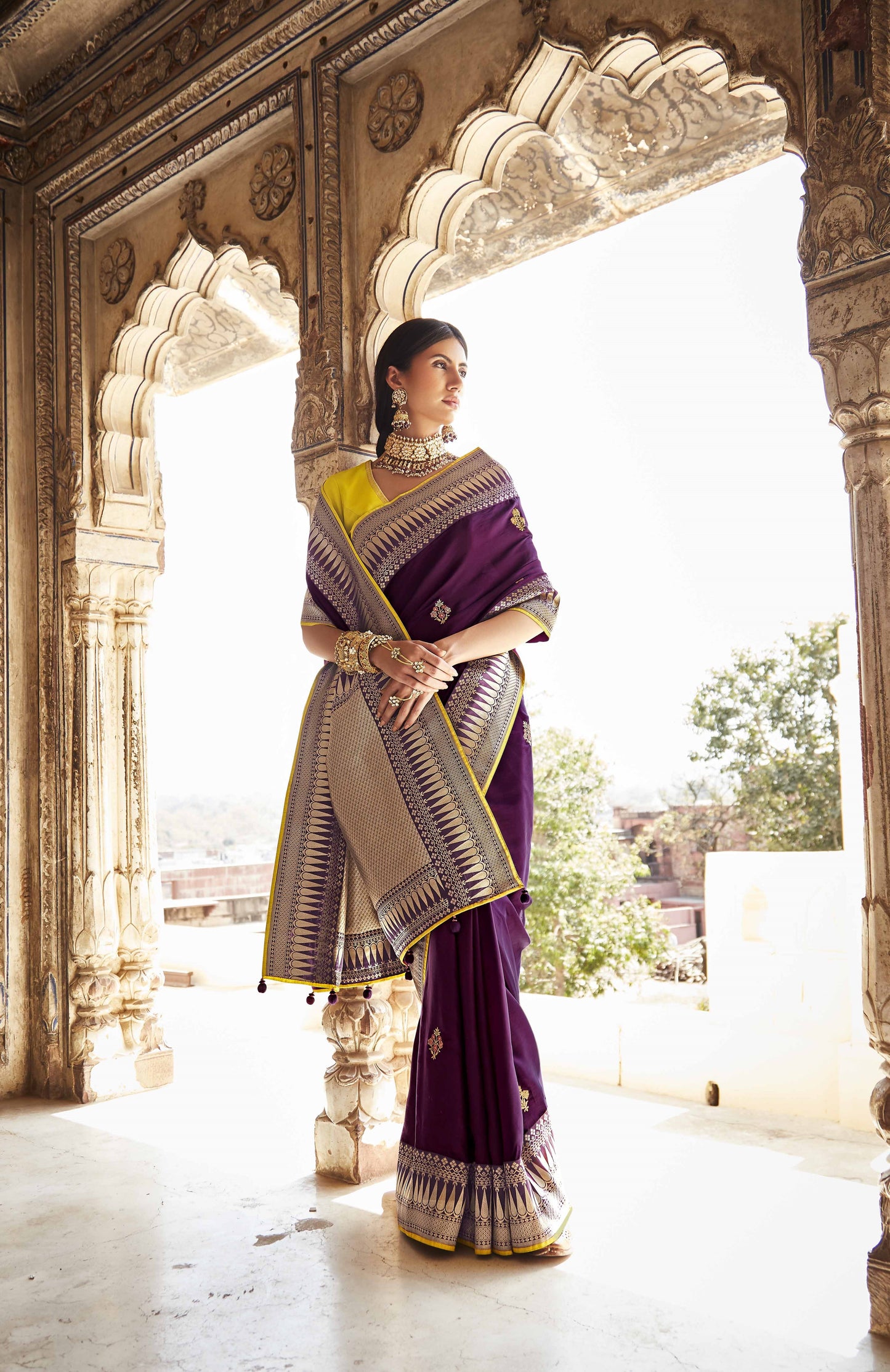 Mulberry Magenta Silk Saree With Designer Blouse