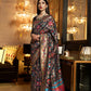 Cavier Black Kashmiri Kani Jamewar Saree