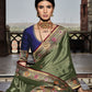 Basil Green Banarasi Silk Saree With Designer Blouse