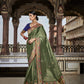 Basil Green Banarasi Silk Saree With Designer Blouse