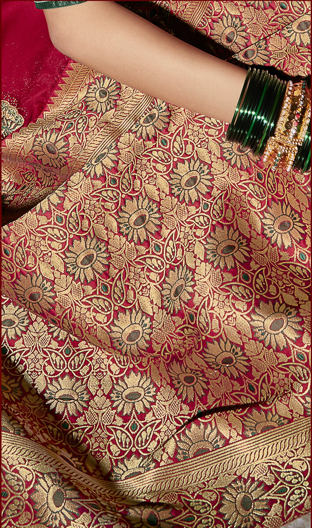 Bridal Red Silk Saree With Designer Blouse