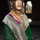 Forest Green Paithani Saree With Designer Blouse