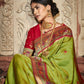 Sapling Green Silk Saree With Designer Blouse