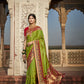 Sapling Green Silk Saree With Designer Blouse