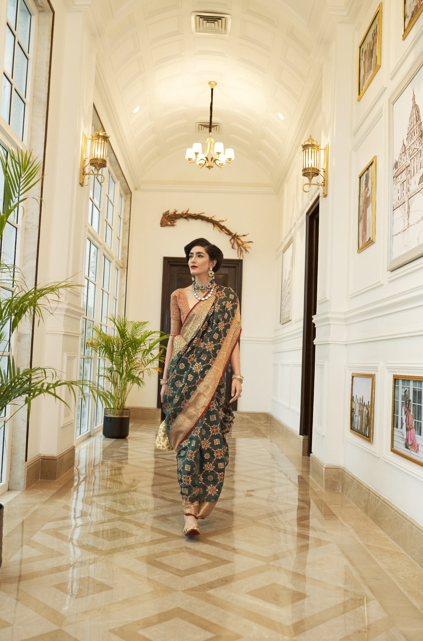 Seaweed Green Weaved Patola Silk Saree