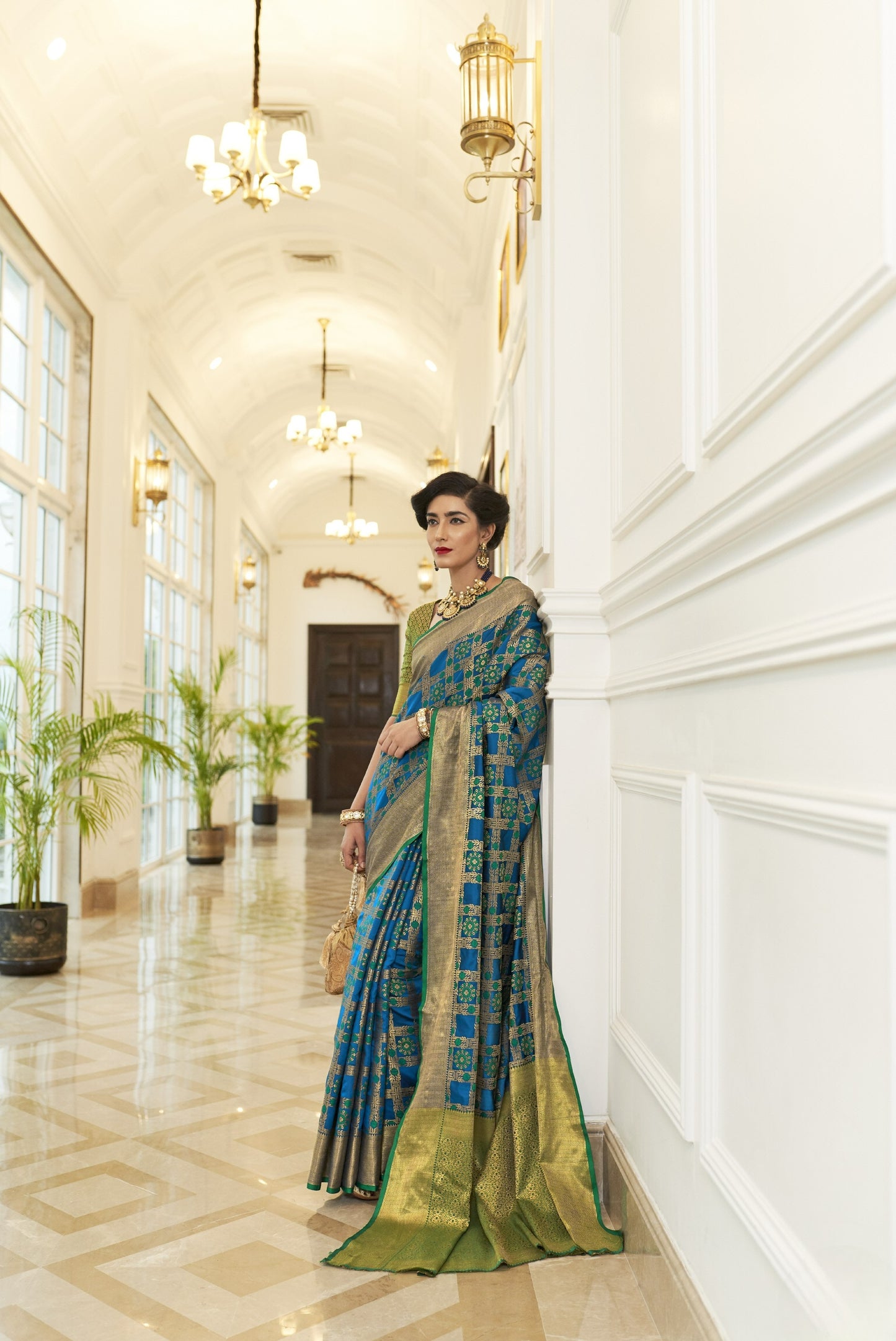 Cobalt Blue Weaved Patola Silk Saree