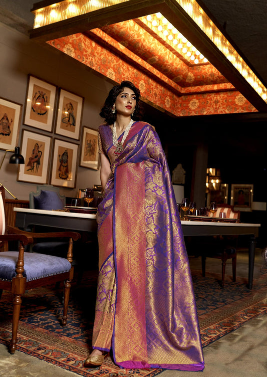 Pristine Purple Dual Shade Kanjivaram Silk Saree