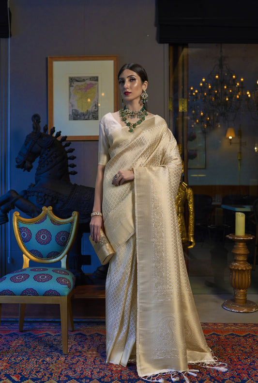 Golden Kanjivaram Silk Saree