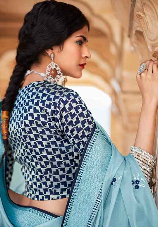 Buy REVENGE CREATION Woven Banarasi Pure Silk Light Blue Sarees Online @  Best Price In India | Flipkart.com