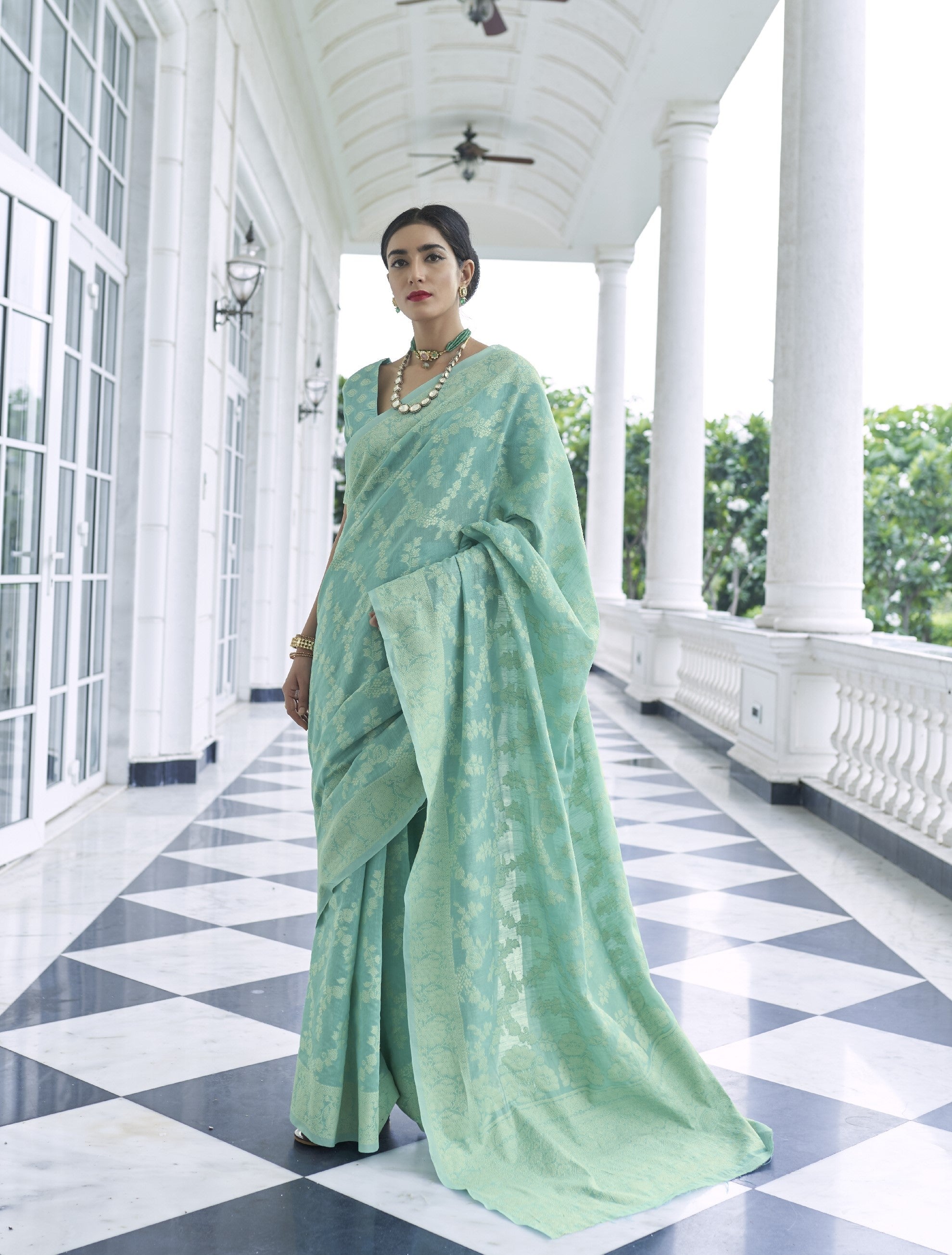 Jade Chikankari Saree Set Design by Tarun Tahiliani at Pernia's Pop Up Shop  2024