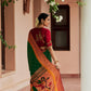 Green & Red Pathani Saree With Embroidered Blouse
