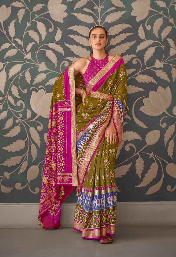 Mehendi Green Patola Silk Saree