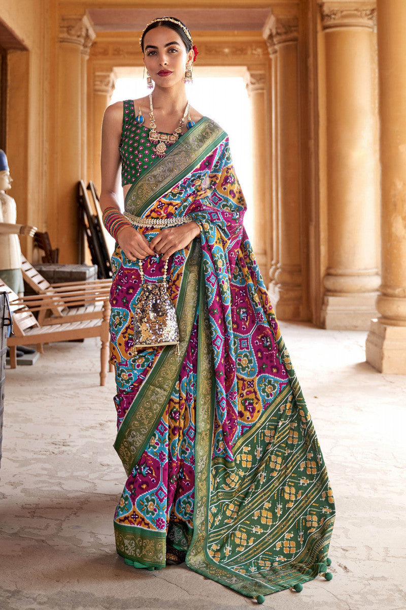 Multicolor Designer Patola Silk Saree