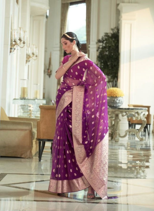 Mystic Magenta Organza Silk Saree