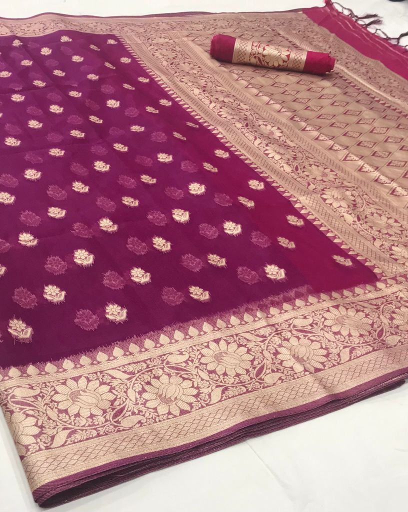 Mystic Magenta Organza Silk Saree