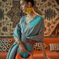 Teal Blue Copper Zari Woven Handloom Kanjivaram Silk Saree