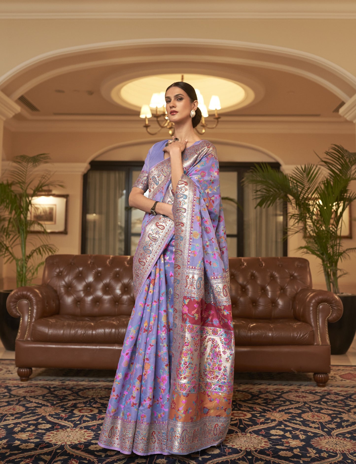 Heather Purple Kashmiri Kani Jamewar Saree