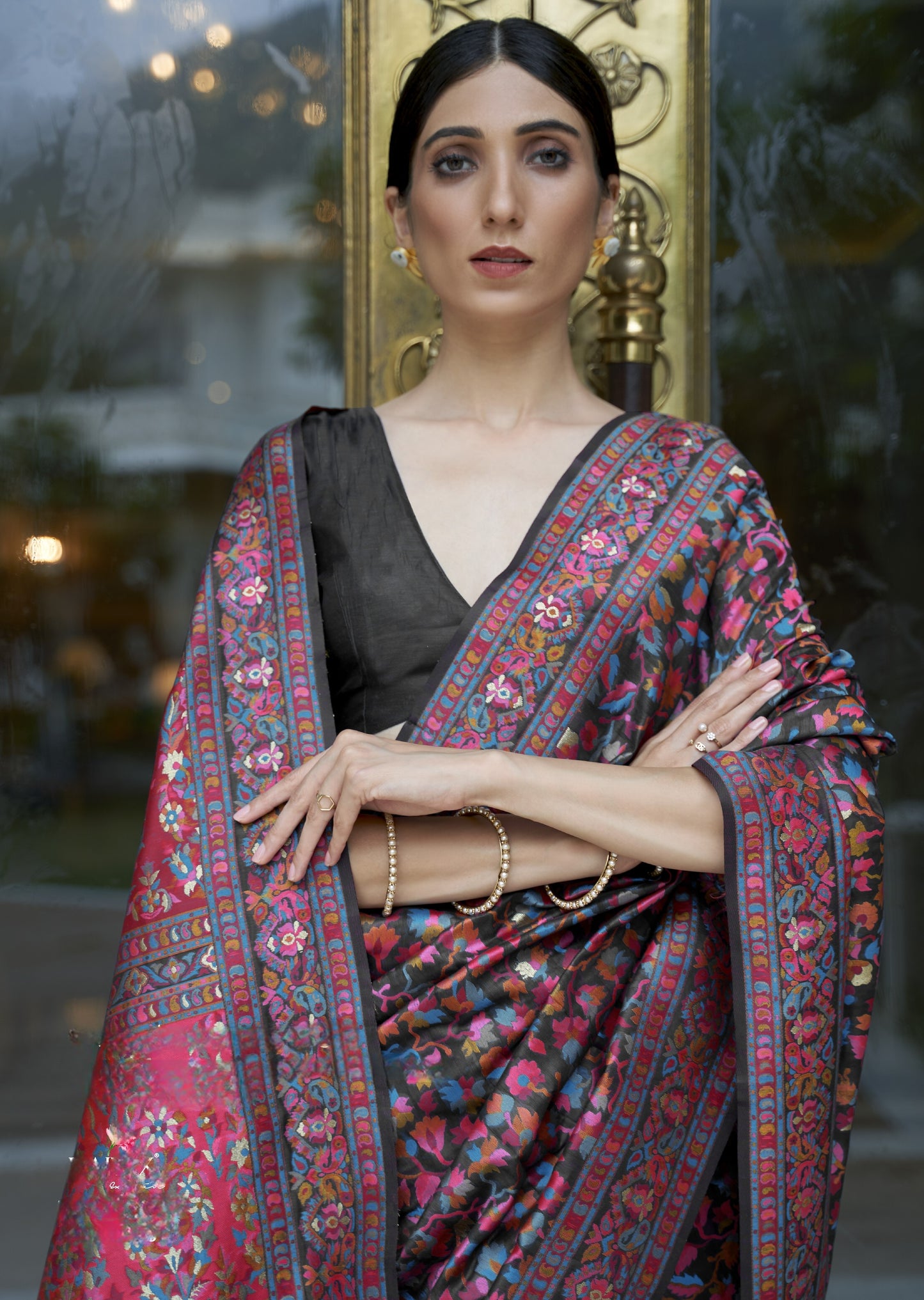 Cavier Black Kashmiri Kani Jamewar Saree