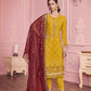 Mustard Yellow Embroidered Straight Salwar Suit