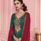 Green & Red Embroidered Straight Salwar Suit