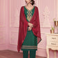 Green & Red Embroidered Straight Salwar Suit