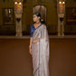 Pastel Mauve Organza Tissue Silk Saree With Designer Blouse