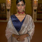 Pastel Mauve Organza Tissue Silk Saree With Designer Blouse