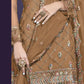 Peanut Brown Heavy Embroidered Georgette Gharara Set