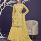 Twany Yellow Heavy Embroidered Georgette Gharara Set