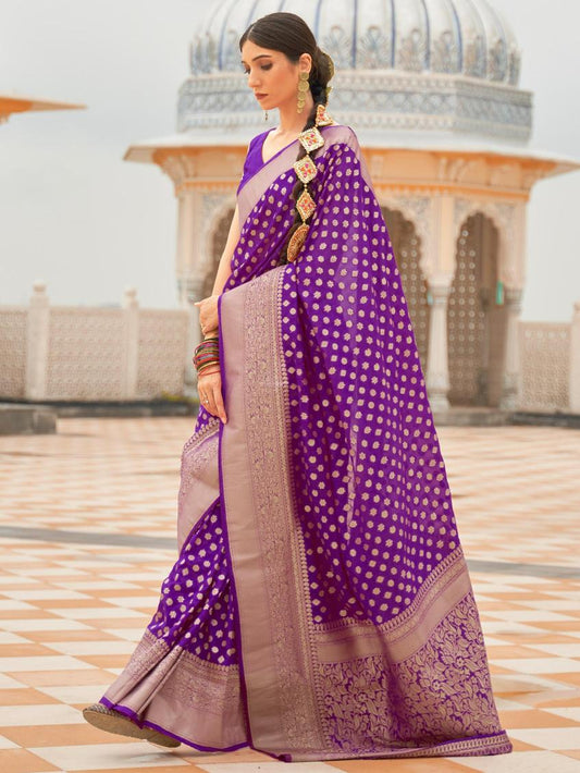 Musing Purple Banarasi Handloom Silk Saree