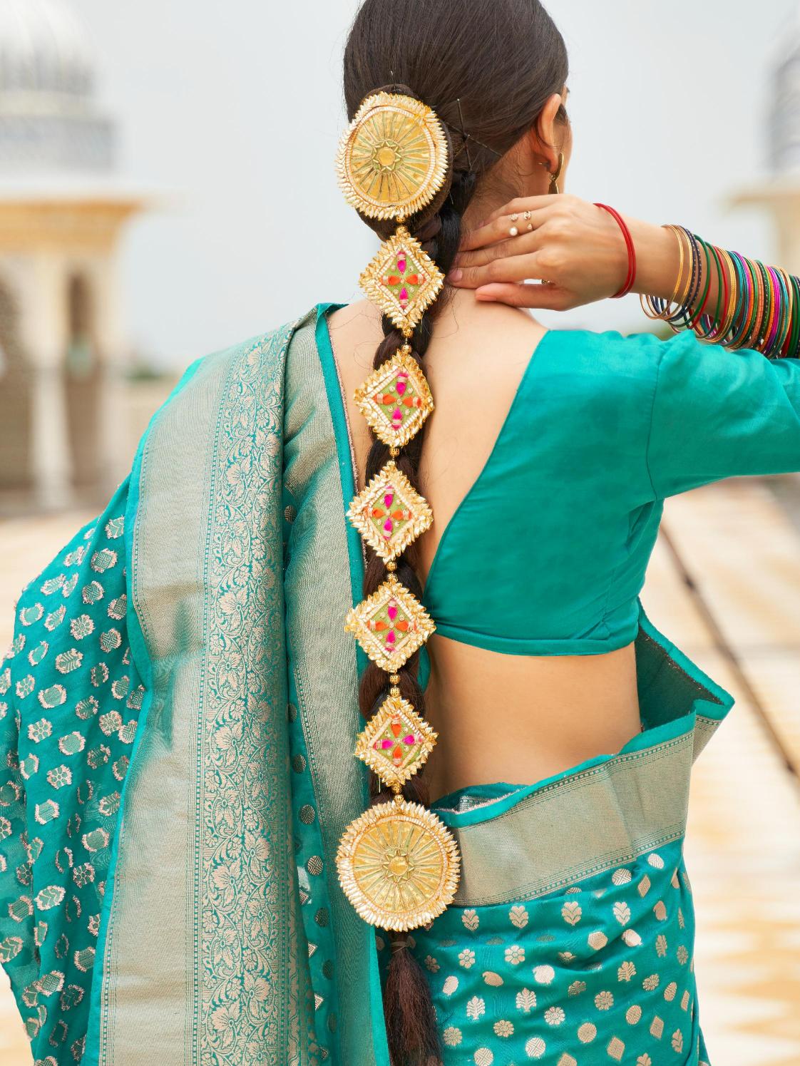 Morning Seagreen Banarasi Handloom Silk Saree