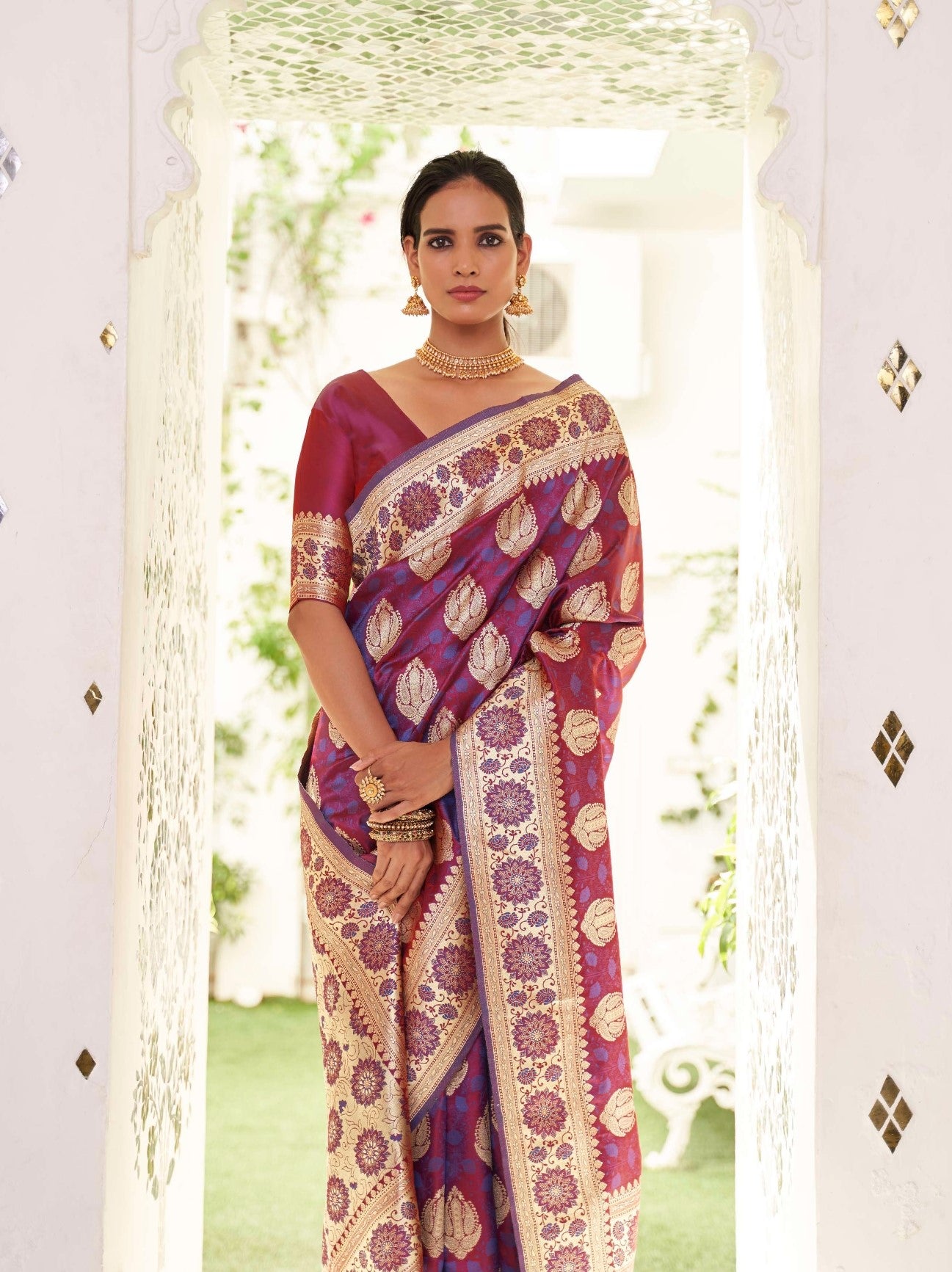 Pansy Purple Banarasi Silk Saree