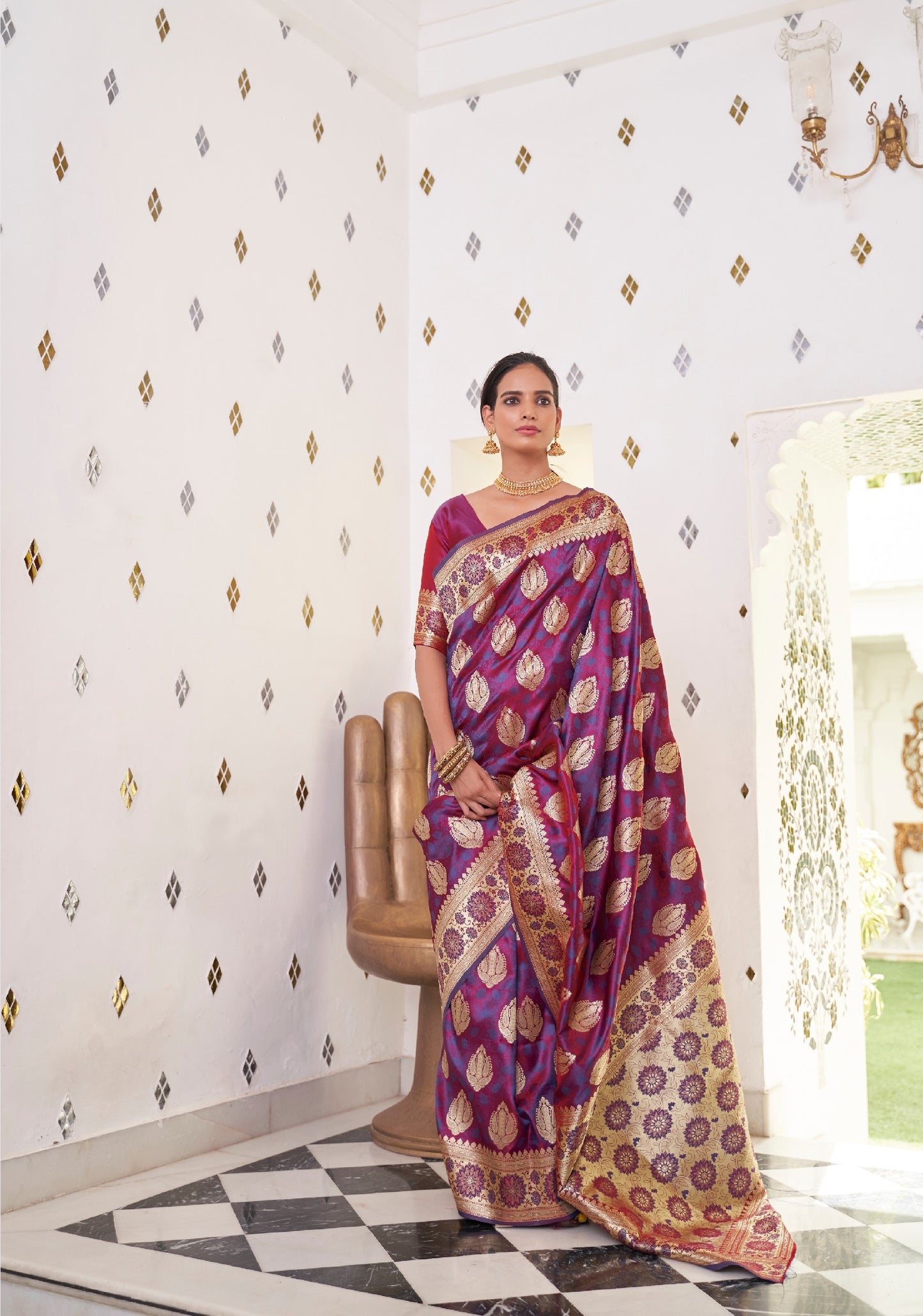 Pansy Purple Banarasi Silk Saree