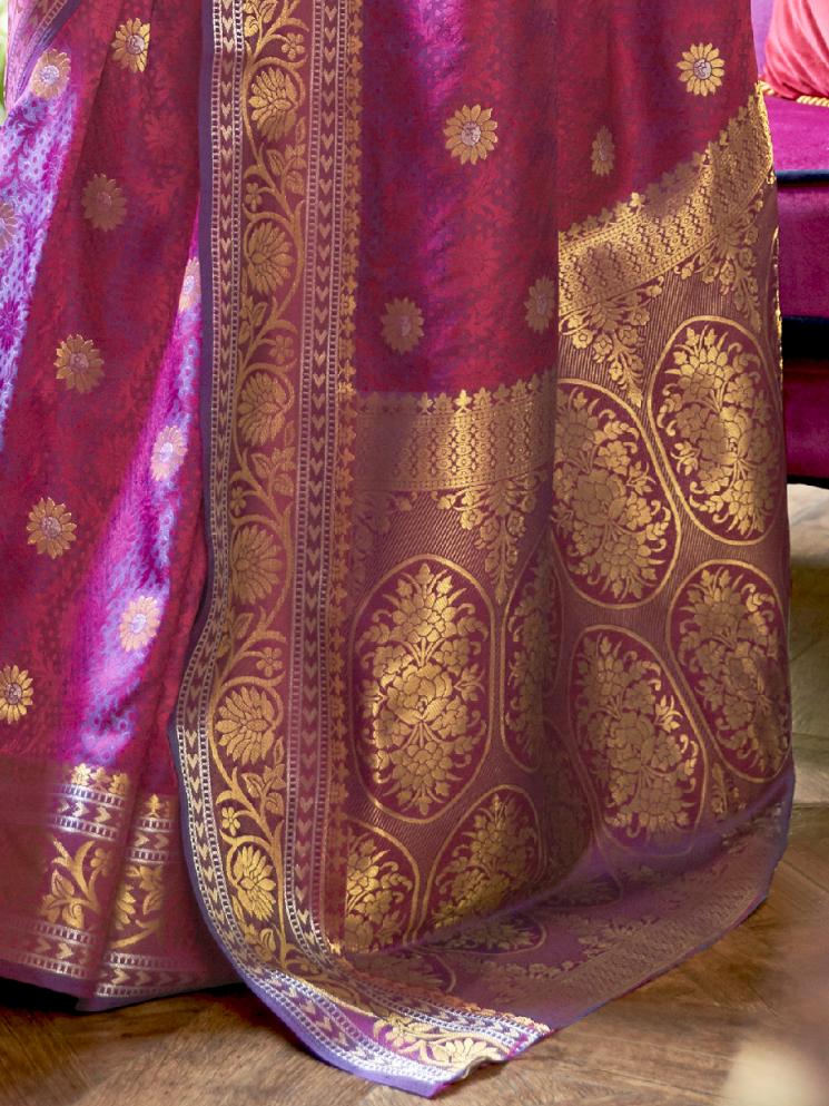 Pancy Purple Banarasi Soft Silk Saree