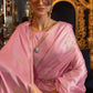 Blush Pink Satin Silk Saree