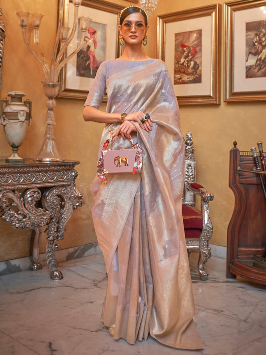 Spun Pearl Woven Zari Silk Saree