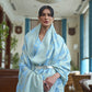 Carolina Blue Weaved Lucknowi Chikankari Saree