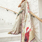 Off White Printed Kalamkari Satin Crepe Silk Saree