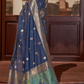 Aegean Blue Banarasi Silk Saree with Printed Paithani Pallu