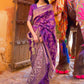 Pancy Purple Banarasi Handloom Soft Silk Saree