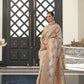 Cloud Grey Striped Organza Silk Saree