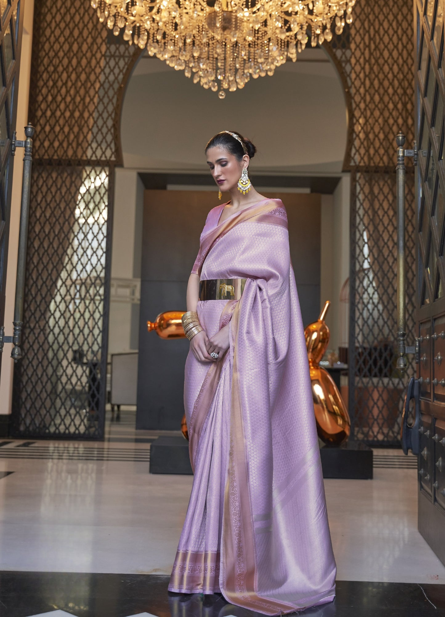 Pastel Lilac Silk Saree