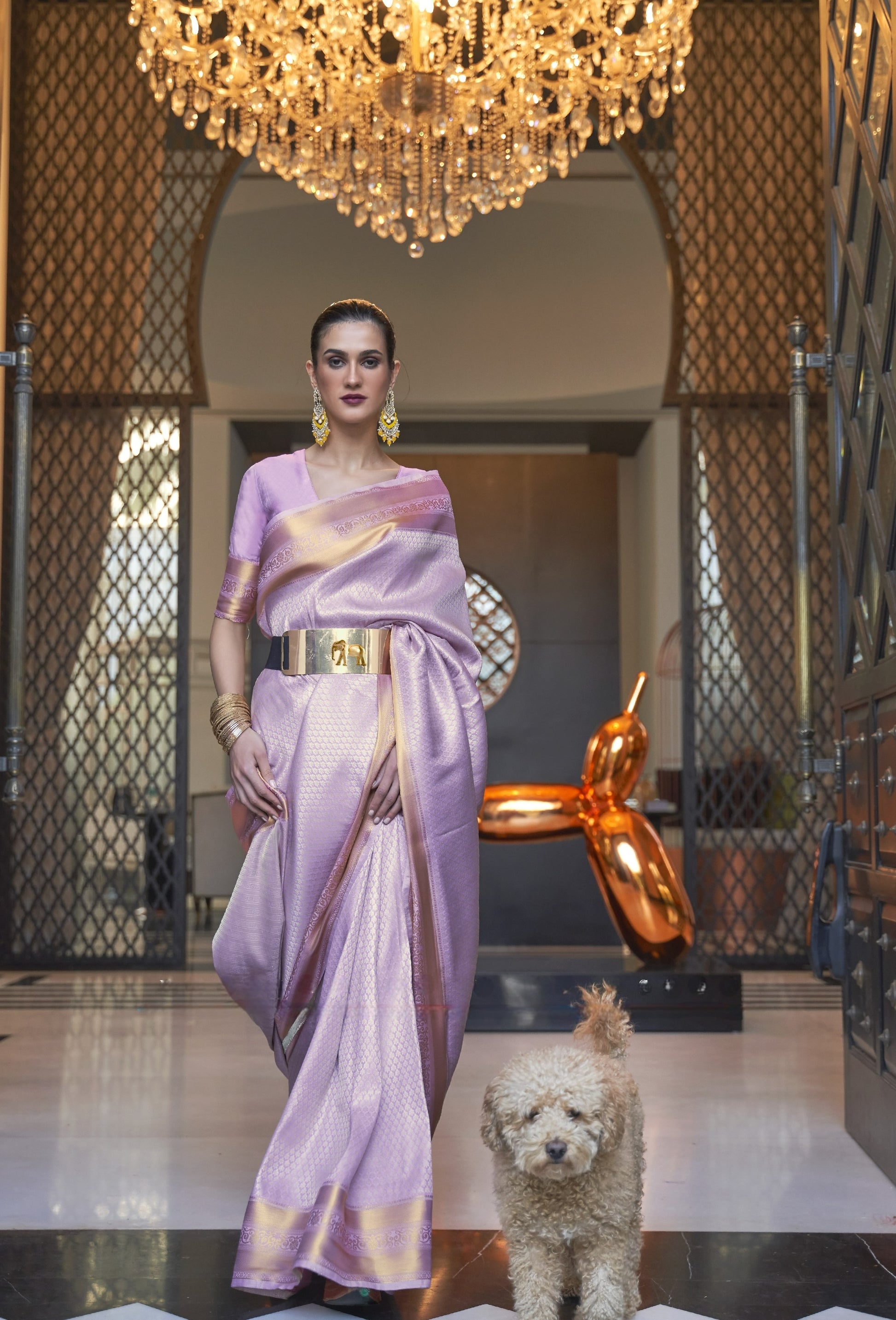 Pastel Lilac Silk Saree