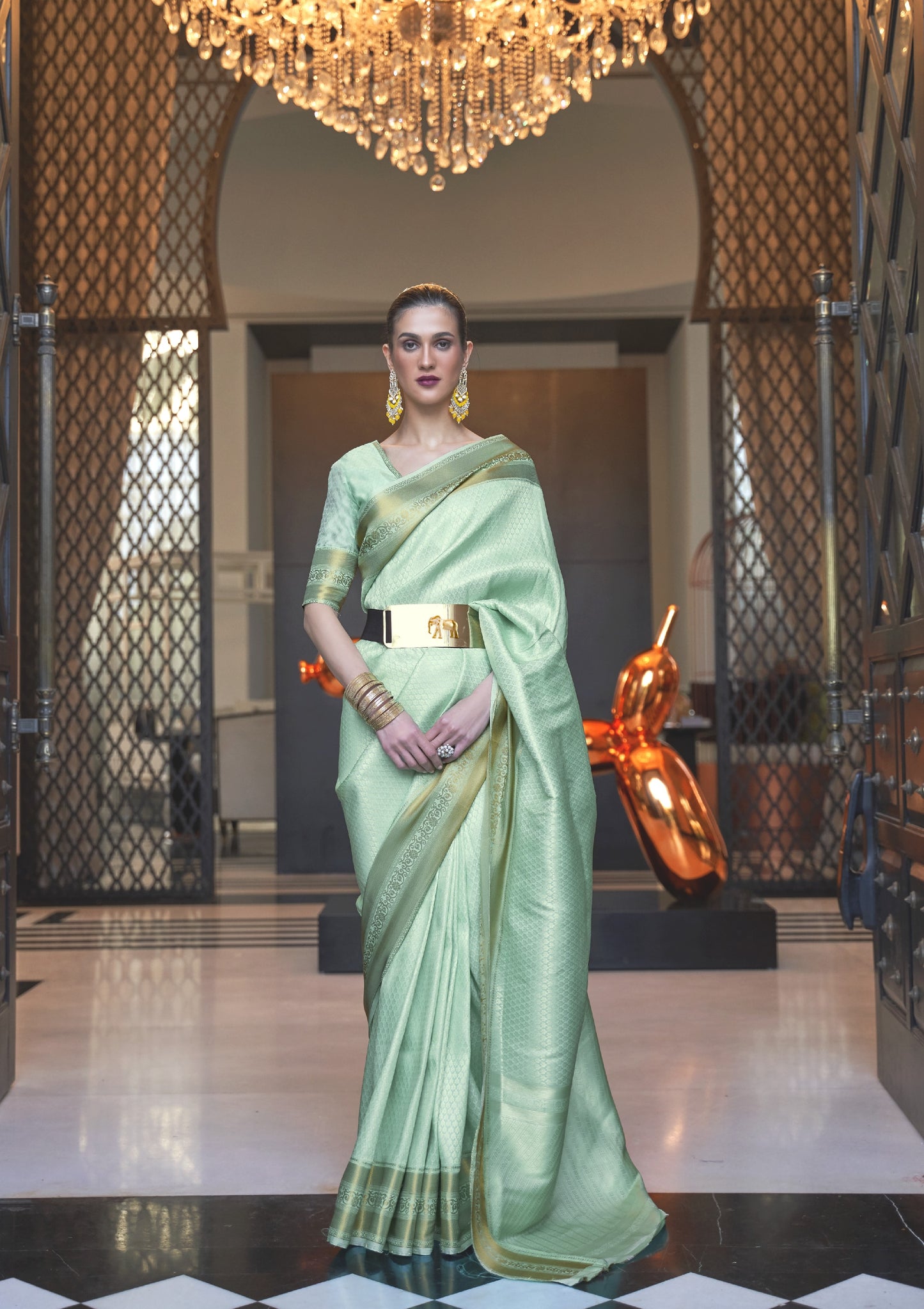 Pistachio Green Silk Saree