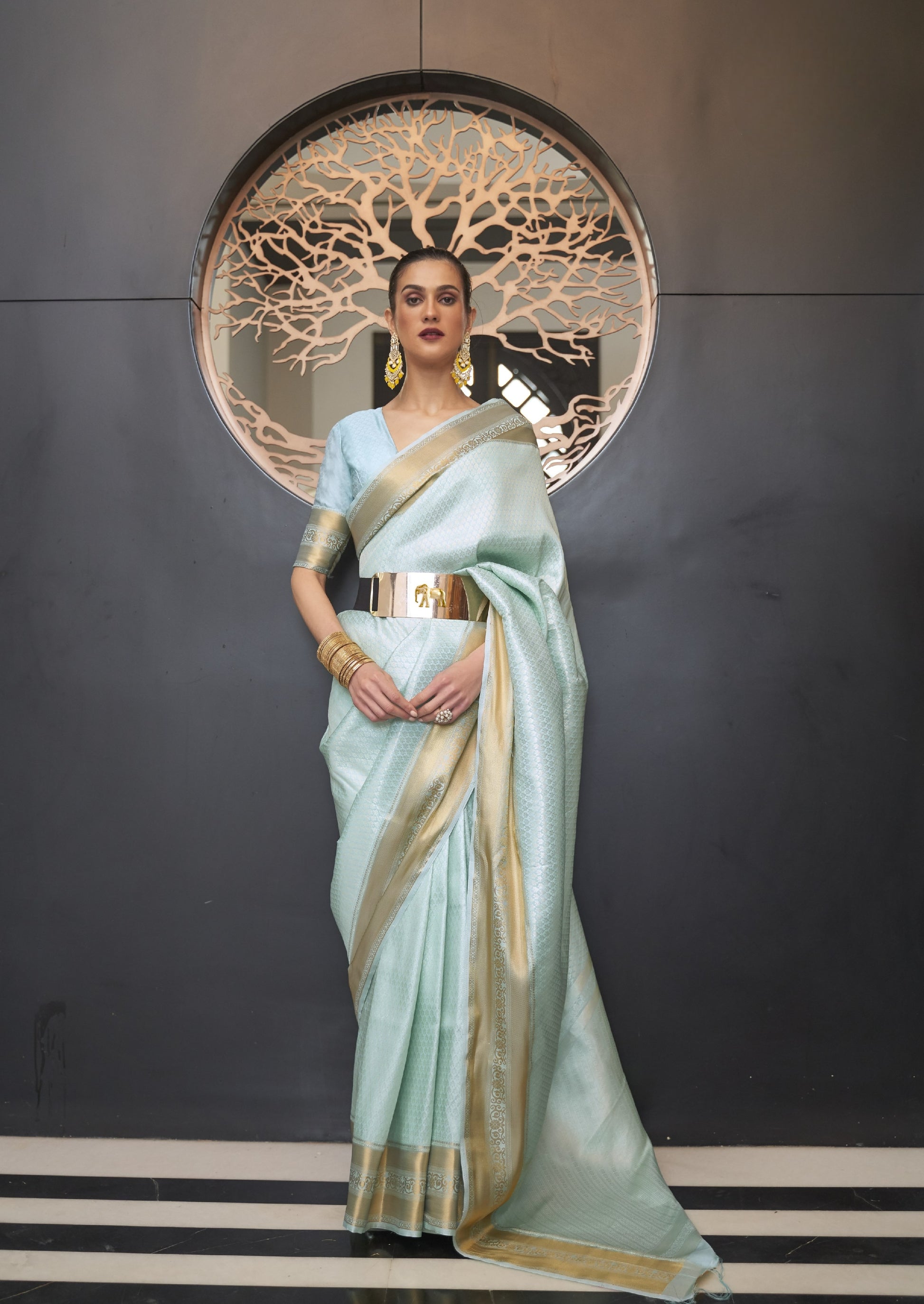 Pastel Arctic Blue Silk Saree