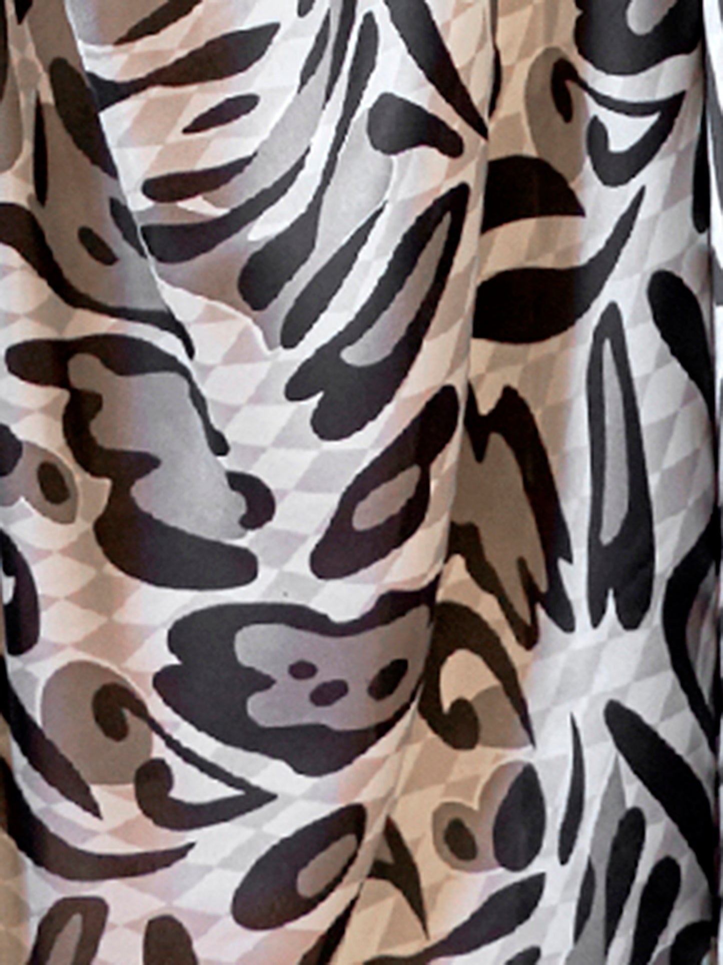 Black and White Printed Satin Crepe Silk Saree