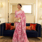 Light Pink Zari Woven Lucknowi Chikankari Saree