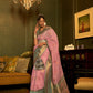 Light Lavendar Copper Zari Woven Linen Silk Saree